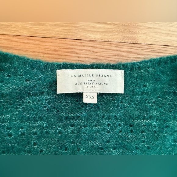 Sézane Esmée Cardigan Mohair Sweater Emerald Green XXS - Picture 9 of 10